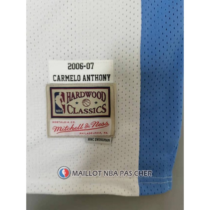 Maillot Denver Nuggets Carmelo Anthony NO 15 Mitchell & Ness 2006-07 Blanc